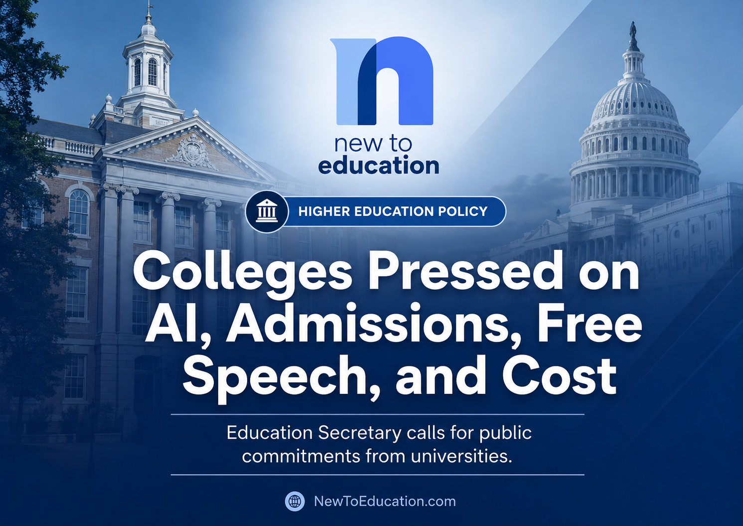 Education Secretary Urges Colleges to Publicly Commit to Admissions, AI, Free-Speech, and Affordability Reforms